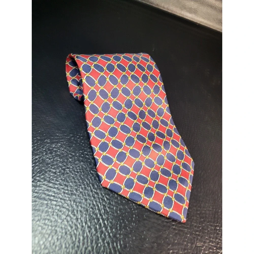 Vintage GUCCI MADE IN ITALY Crimson And BLUE 100% SILK TIE ROPE DESIGN 4 INCH